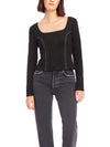 Fifteen Twenty Faux Suede Stitch Top in Black white stitch