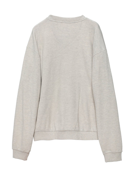 Boys Lie Headliner Thermal Kara Crewneck in Heather Ash Grey