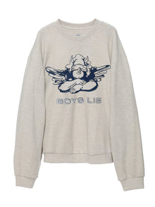  Boys Lie Headliner Thermal Kara Crewneck in Heather Ash Grey