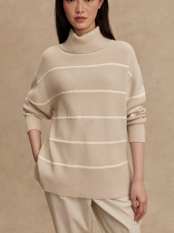 Varley Hamish Stitch Knit Sweater in Silver Birch