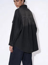 Beulah Style Oversized Faded Denim Shirt Jacket with Back Pleat Detail