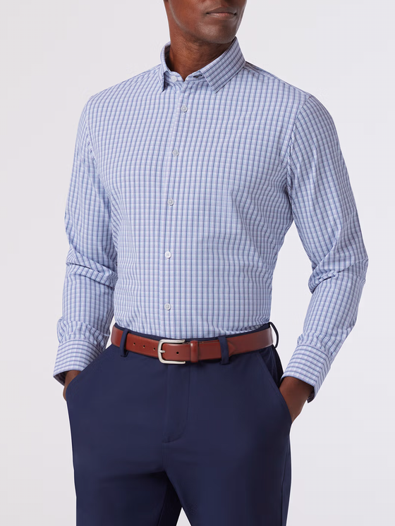 Leeward LS Dress Shirt in Purple Scott Plaid Mizzen and Main