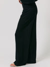 Le Lis Folded Waist Wide Leg Sweater Pants in Black