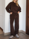 Lani Cloud Fleece Wide Leg Sweatpants Stretch Waist & Pocket in Dark Brown