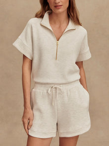  Varley Ollie High Rise Short 3.5" in Ivory Marl