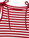 Le Lis Stripe Knit Shirt with Bow Straps in red and white