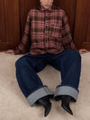 Beula Style Ombre Plaid Brushed Shirt Jacket in Pink