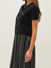 Be Cool Short Sleeve Button Down Cardigan in Black