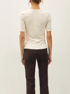 Be Cool Modal Ribbed Crew Neck Short Sleeve Top in Oatmeal
