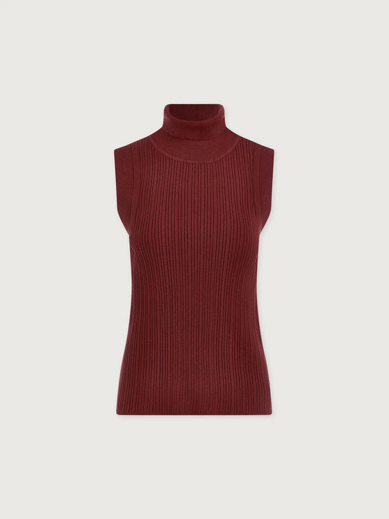 Varley Anastasia Rib Knit Tank in New Maroon
