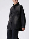 Beulah Style Oversized Faded Denim Shirt Jacket with Back Pleat Detail
