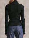 Et Clet Turtle Neck Rib Knitted Top in Black