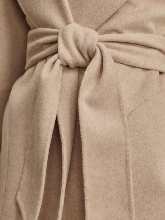 Varley Edgemere Wrap Jacket in Pumice Stone Marl coat tie waist