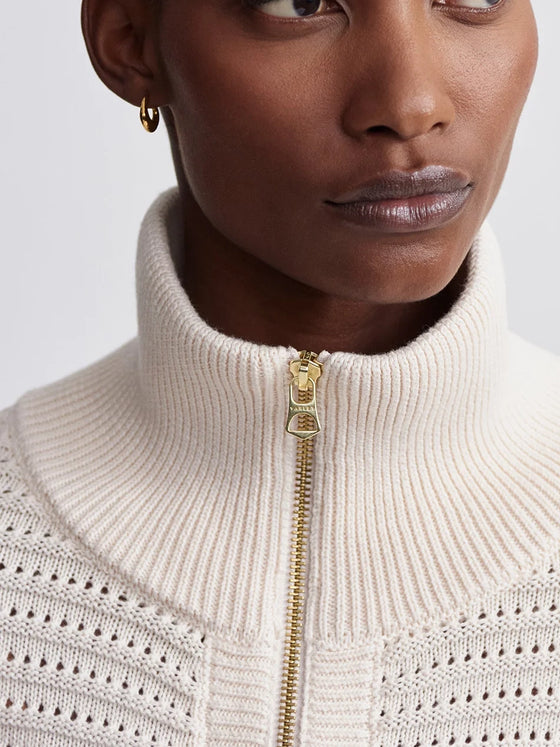 Varley Tara Pointelle Half Zip in Whitecap Grey