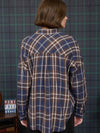 Plaid Button Down Pocket Detail Long Sleeve Shirt in Navy Multi