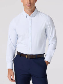  Leeward Formal Dress Shirt in Cloud Blue Johnny Grid