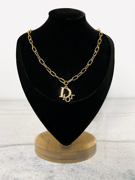 Winifred Design Small Gold 18" Paperclip with Gold Dior Necklace