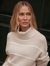  Varley Hamish Stitch Knit Sweater in Silver Birch stripe