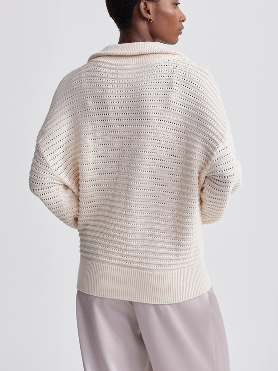 Varley Tara Pointelle Half Zip in Whitecap Grey