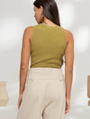The Workshop Sleeveless Round Neck Sweater Knit Top in olive