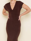 Fore Collection Stretch Knit Mermaid Maxi Dress in Chocolate