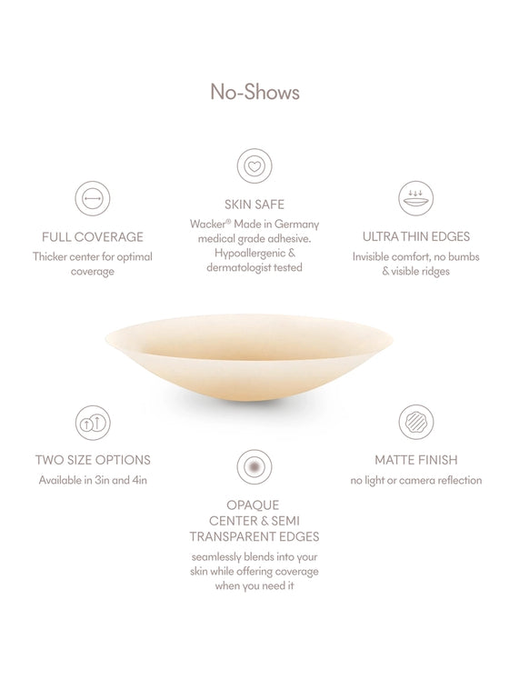 No-Show | Reusable Adhesive Nipple Covers nood soft tan 4"