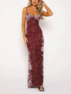 EmberLoom Printed Spaghetti Strap Dress in Claret
