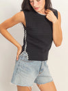 HYFVE Eyelet Sleeveless Knit Top in black