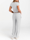 Suhkasana's Casual Two Piece Set Crop Tee and Wide Leg Pants Set 