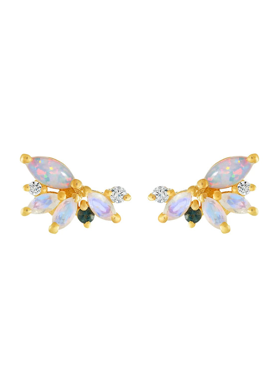 La Kaiser Opal & Diamond Butterfly Studs