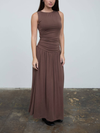 Gathered Bodice Sleeveless Maxi Dress