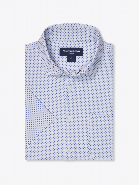 Mizzen+Main Leeward Short Sleeve Dress Shirt in Lilac Stacked Hatch