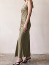 Et Clet Lightweight Silky Bias Tank Dress in Olive