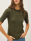 Be Cool Modal Ribbed Crew Neck Short Sleeve Top in Winter Forest
