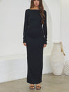 No Vacancy Open Back Long Sleeve Maxi Dress in Black