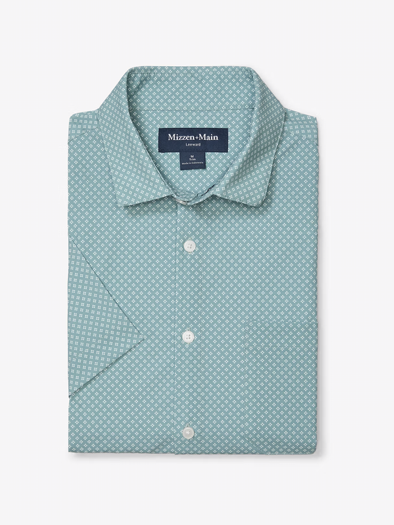 Mizzen+Main Leeward Short Sleeve Shirt in Pale Blue Clover balsam