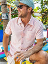 Criquet Terrycloth Button Down in Flamingo Jacquard