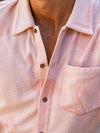 Criquet Terrycloth Button Down in Flamingo Jacquard