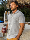 Criquet Terrycloth Button Down in Striped Jacquard Natural