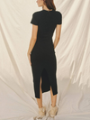 Ribbed Knit Back Slit T-Shirt Dress