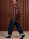Beula Style Ombre Plaid Brushed Shirt Jacket in Pink
