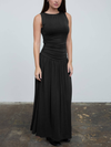 Gathered Bodice Sleeveless Maxi Dress