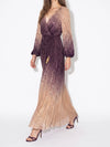Beulah Style Gradient Pleated Beaded Wrap Maxi Dress in Purple