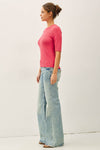 Modal Classic Ribbed Crewneck Short Sleeve Top