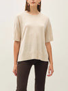 Be Cool Wool Blend Short Sleeve Sweater Top in Oatmeal