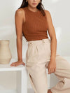The Workshop Sleeveless Round Neck Sweater Knit Top in Copper