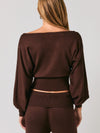 Le Lis Boat Neck Dolman Sleeve Sweater Top in Brown