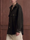Starbucks Animal Motif Oversized Denim Shirt Jacket in Brown