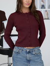 Scalloped Button Detail Long Sleeve Knit Cardigan