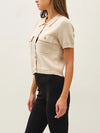 Be Cool Short Sleeve Button Down Cardigan in Taupe